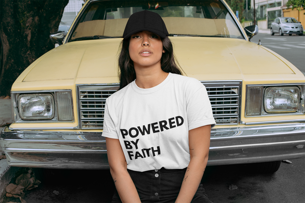 'Powered by Faith' White Unisex Organic Cotton T-Shirt - PRE-ORDER