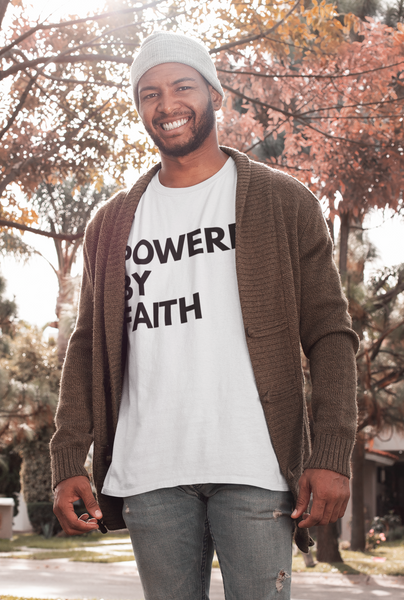 'Powered by Faith' White Unisex Organic Cotton T-Shirt - PRE-ORDER