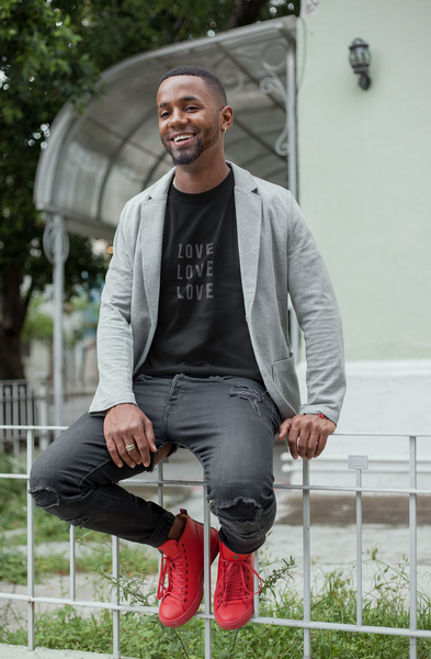 'LOVE LOVE LOVE' Black Unisex Organic Cotton T-Shirt