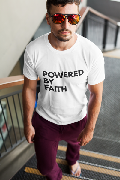 'Powered by Faith' White Unisex Organic Cotton T-Shirt - PRE-ORDER