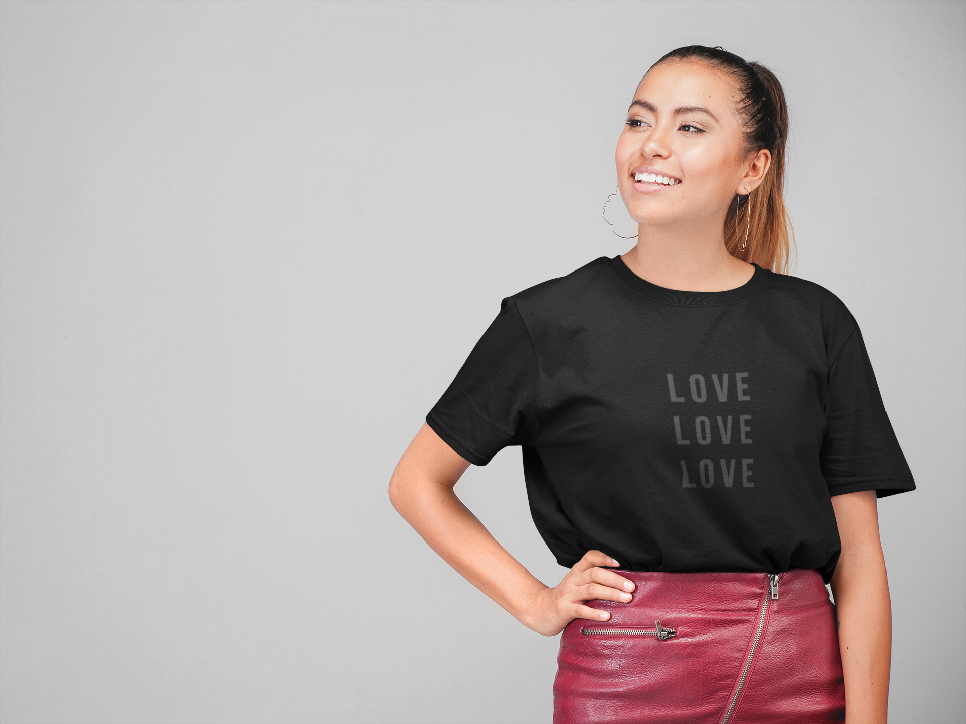 'LOVE LOVE LOVE' Black Unisex Organic Cotton T-Shirt